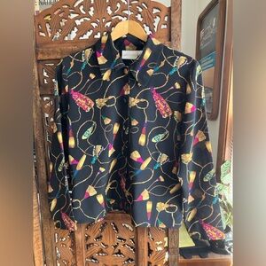 Christie & Jill vintage print, button down, long sleeve